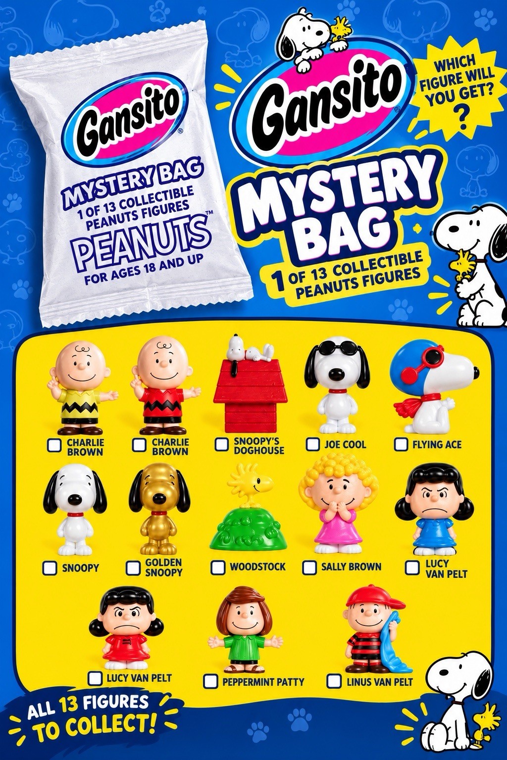 Snoopy Peanuts Gansito Mystery Bag – Gansi Premio Collectible Figure – 1 of 13