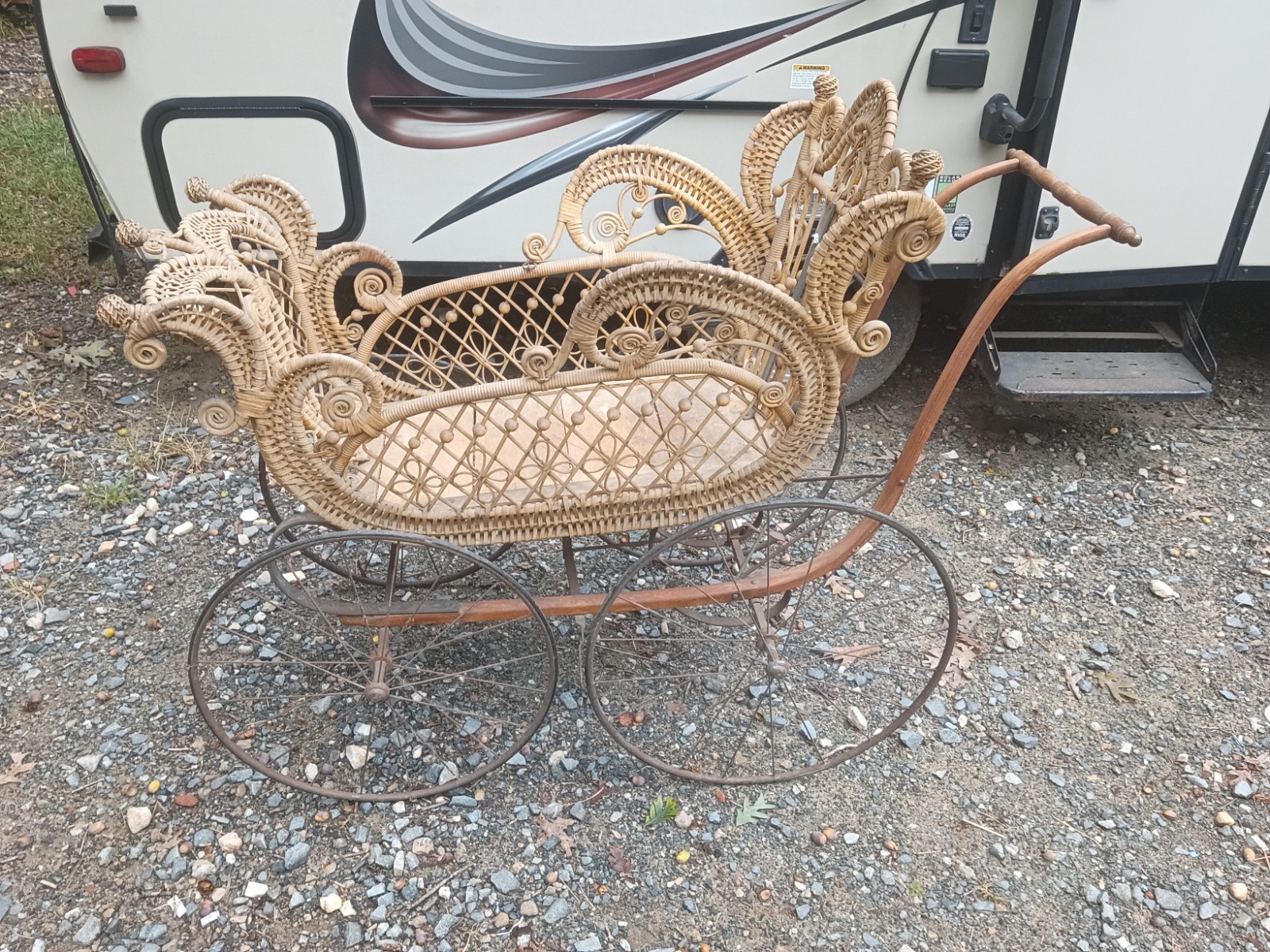 Antique F.A. Whitney Rattan Full Size Baby Carriage Antique F.A. Whitney Rattan Full Size Baby Carriage