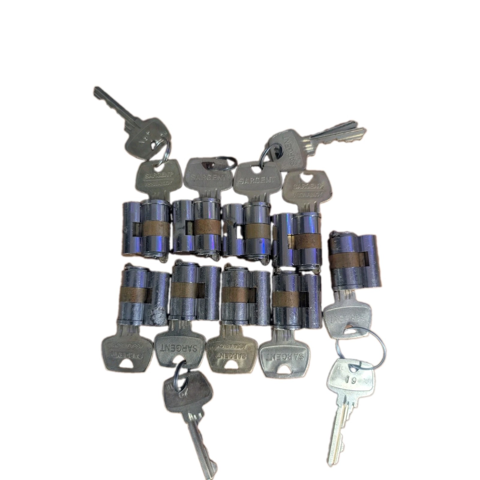 Lot Of 9 Sargent 6-pin Large Format Interchangeable Cores. HL Keyway. Lot Of 9 Sargent 6-pin Large Format Interchangeable Cores. HL Keyway.