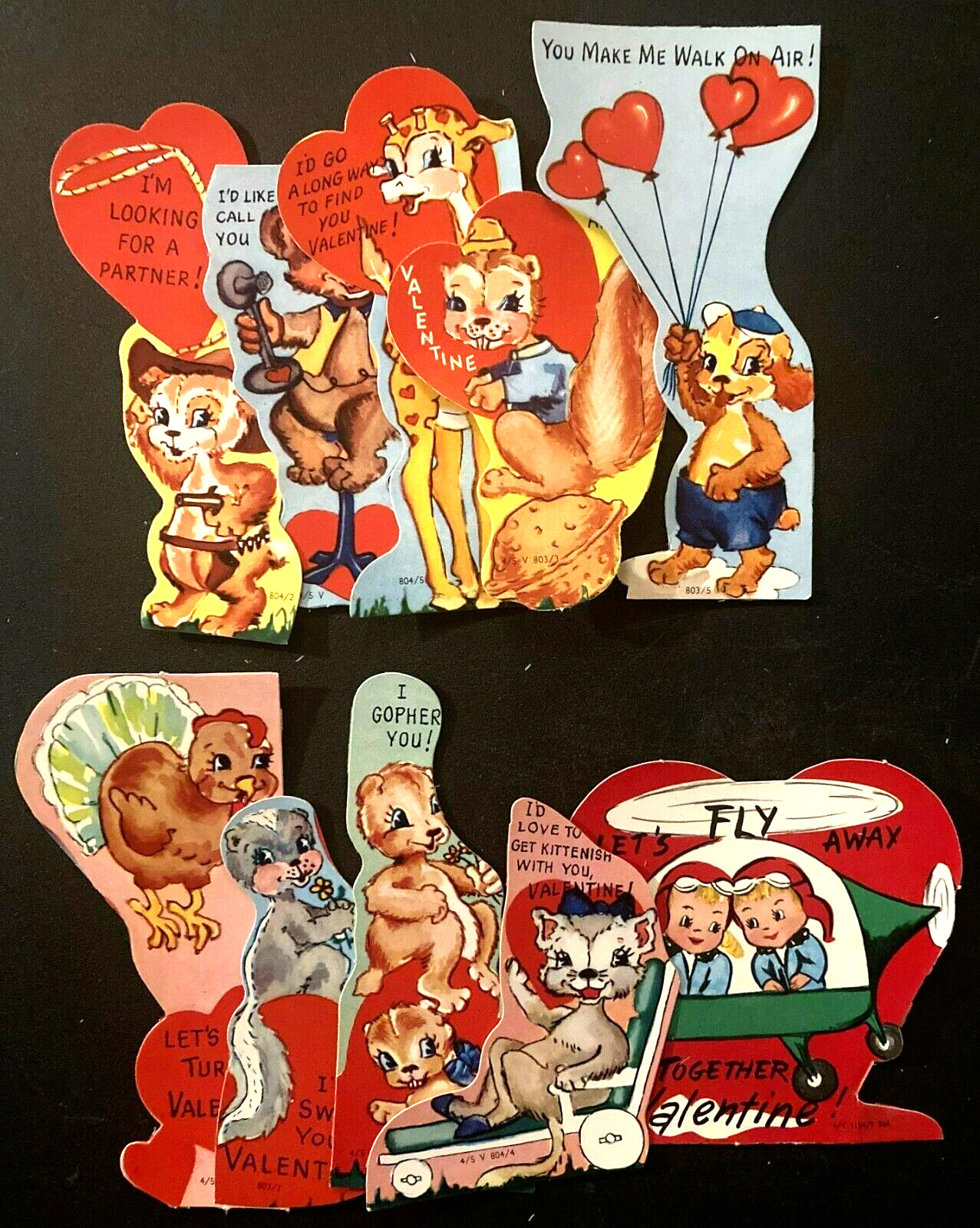 Charming Lot of 10 Small Die-Cut Vintage Childrens Valentines-1950s for Kids Charming Lot of 10 Small Die-Cut Vintage Childrens Valentines-1950s for Kids