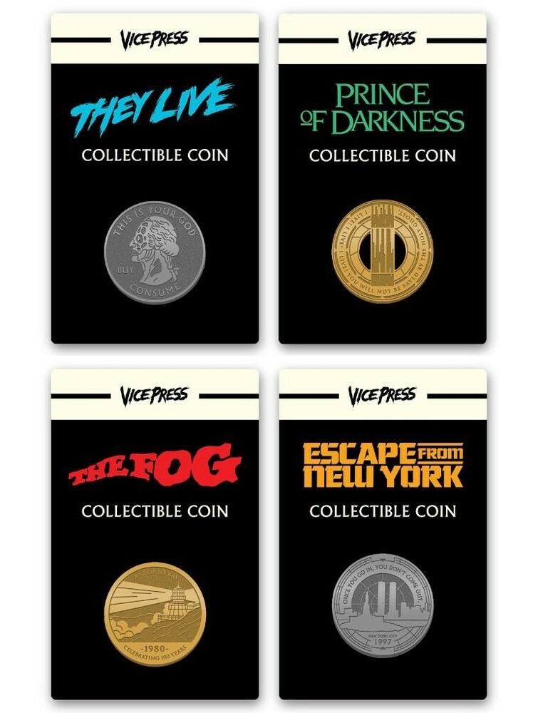 ⚡RARE⚡1980's JOHN CARPENTER'S They Live The Fog 4 Collectible Coins Set *NEW* 🪙