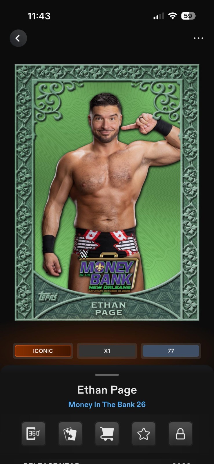 Topps WWE Slam 2026 Money In The Bank Emerald Base Iconic Select Topps WWE Slam 2026 Money In The Bank Emerald Base Iconic Select