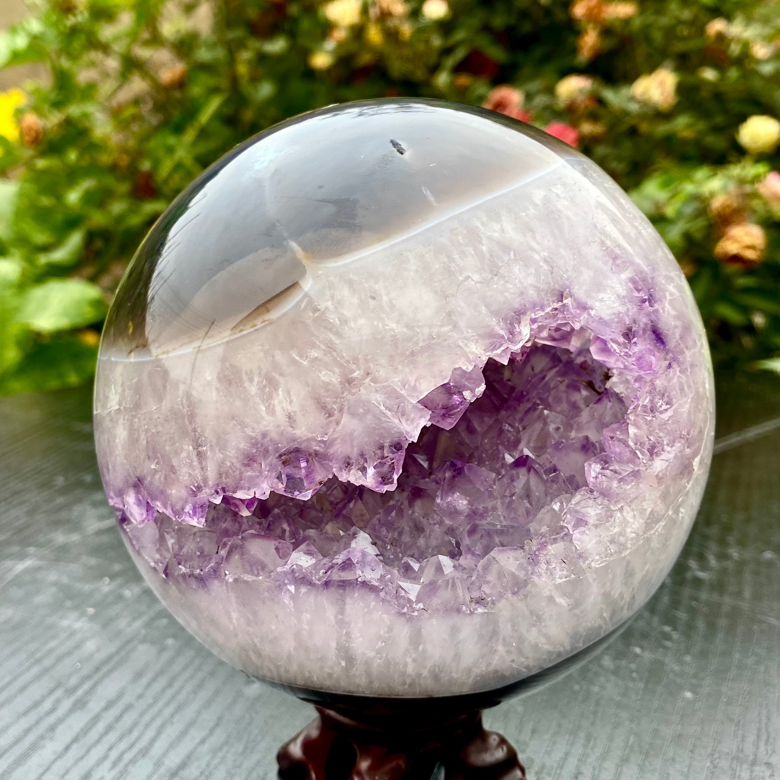 4.2LB  Amethyst Agate Sphere Polished Healing Crystal Ball Home Feng Shui Ornam