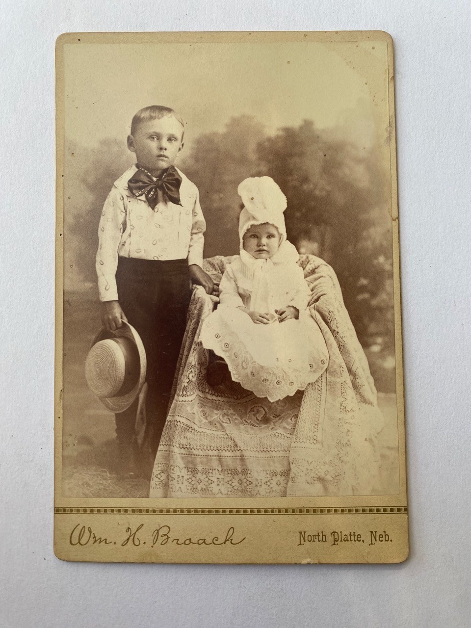 Antique Cabinet Photo Identified Children Broach North Platte Nebraska c1880s Antique Cabinet Photo Identified Children Broach North Platte Nebraska c1880s