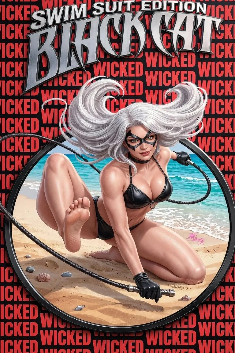 Black Cat Swimsuit Spider-Man ASM #300 Homage Cosplay Comic Cover Black Cat Swimsuit Spider-Man ASM #300 Homage Cosplay Comic Cover