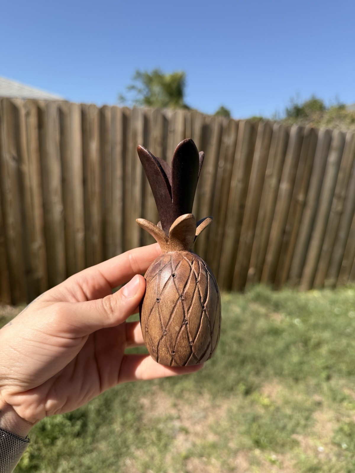 Vintage Hand Carved Wooden Pineapple Figure Vintage Hand Carved Wooden Pineapple Figure
