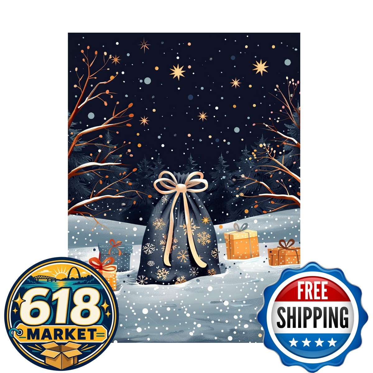 Trademark Fine Art Momart Blue Christmas Sack And Gifts Canvas Wall Art Trademark Fine Art Momart Blue Christmas Sack And Gifts Canvas Wall Art