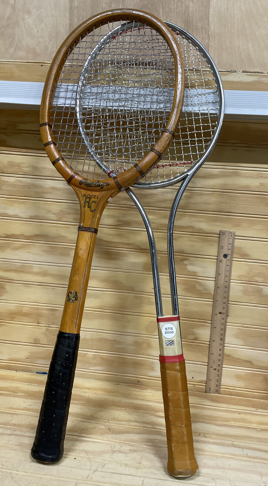 2 Vintage Tennis Racquets Rackets Rawlings RC Wood & Addoin Add In STS 2008