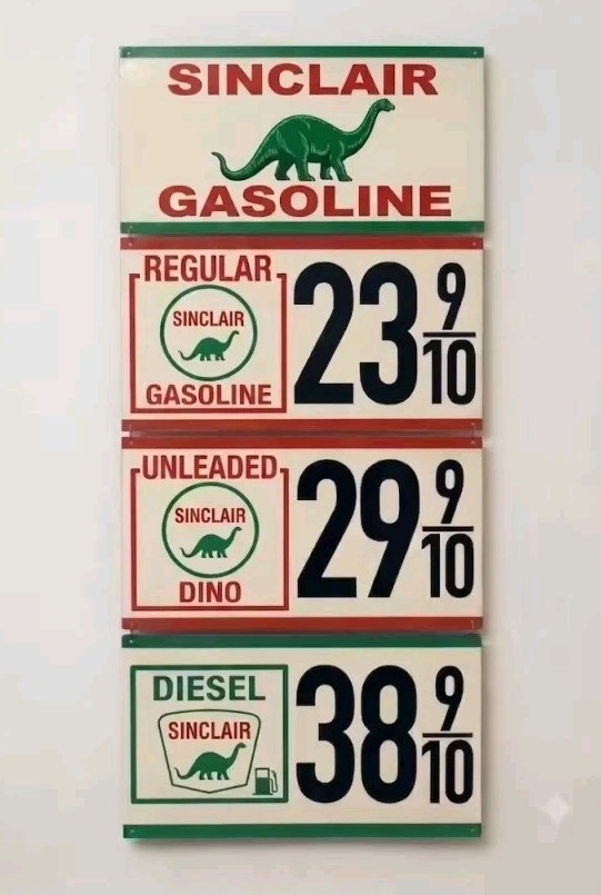  4 piece Sinclair Dino Gas Station Gasoline Price Advertising Sign 32