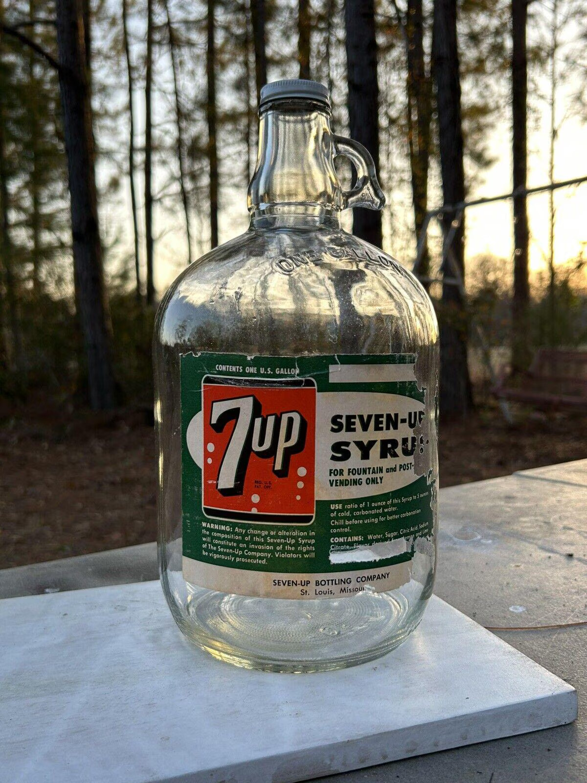 Vintage 7 Up Syrup Jug, Soda Fountain Dispenser Bottle, Retro Advertising Vintage 7 Up Syrup Jug, Soda Fountain Dispenser Bottle, Retro Advertising