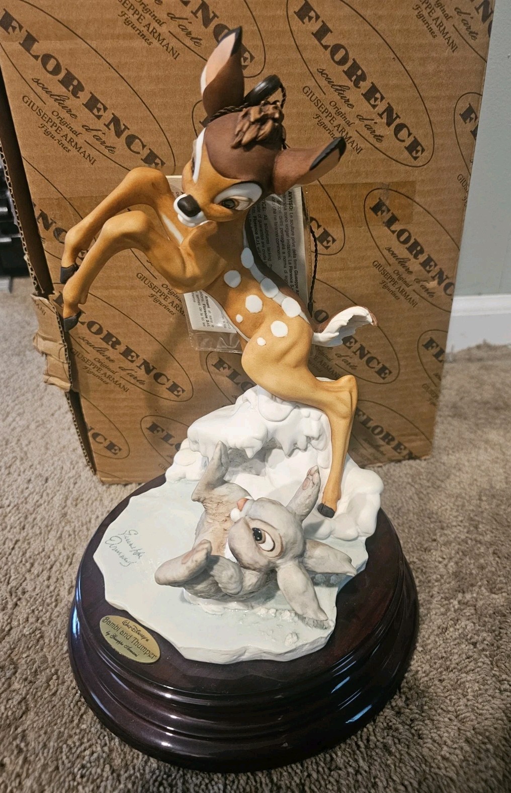 Vintage Giuseppe Armani Disney Bambi and Thumper Figurine 1262C With Box 12 Vintage Giuseppe Armani Disney Bambi and Thumper Figurine 1262C With Box 12