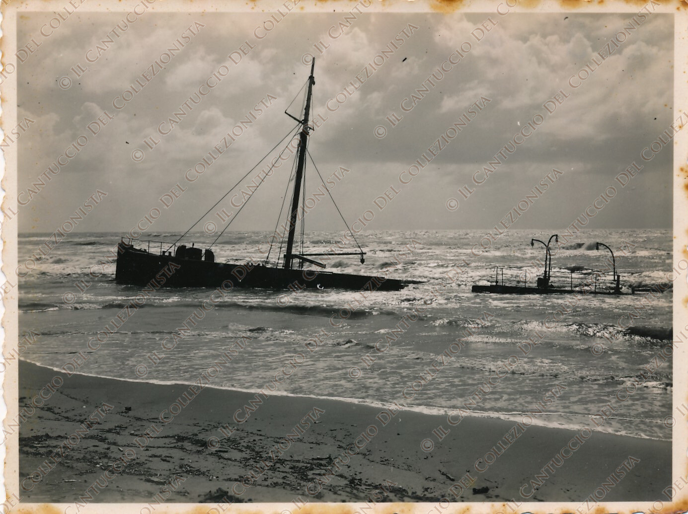 1934 LIDO DI LATINA shipwrecked sailboat Chief Goalkeeper Photography Frollini