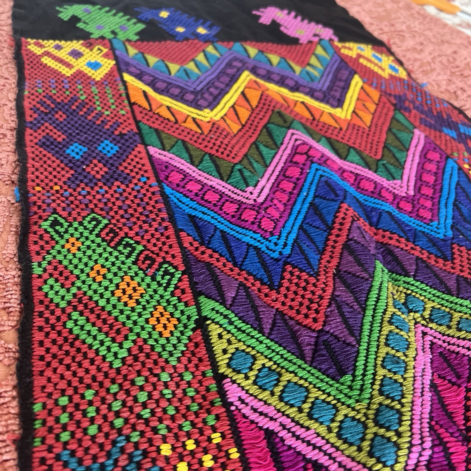 Vintage Traditional Handwoven Guatemalan Table Runner 16x50 Inches