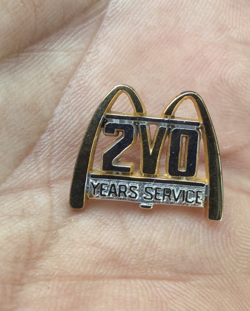 Vintage McDonald\'s 20 Years Service Sterling Silver Advertising Pin