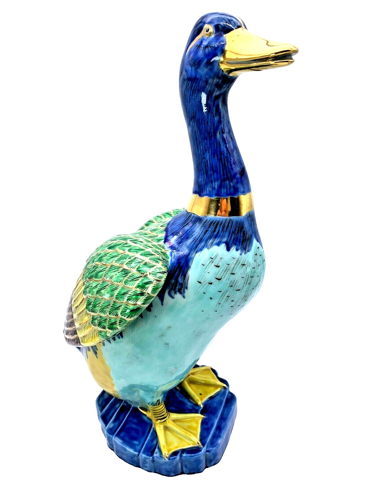 Large Hand Painted Herend Style Vintage Porcelain Duck Sculpture Andrea By Sadek Large Hand Painted Herend Style Vintage Porcelain Duck Sculpture Andrea By Sadek
