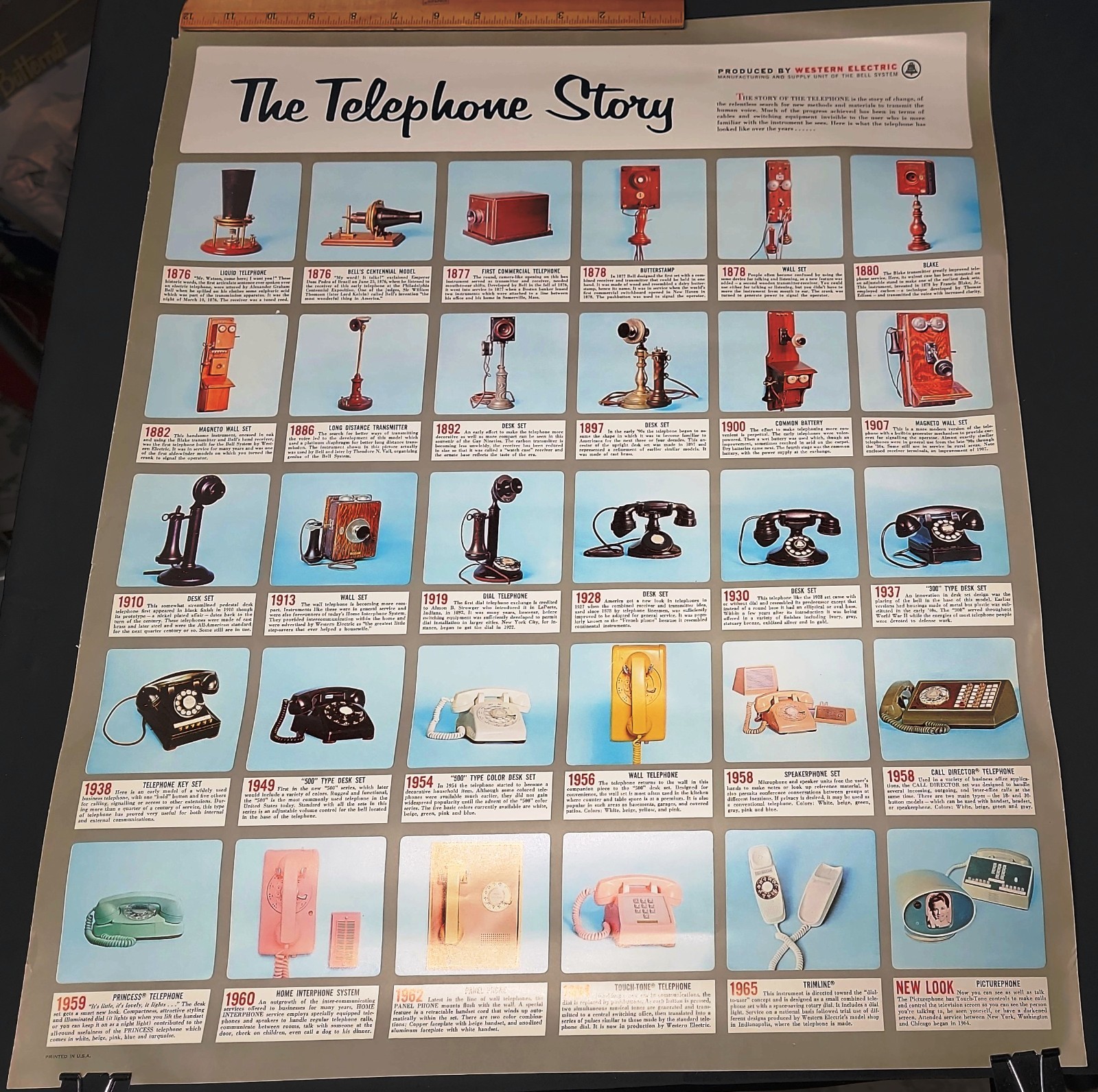 Authentic 1965 Vintage Bell System Poster - Western Electric Telephone Story