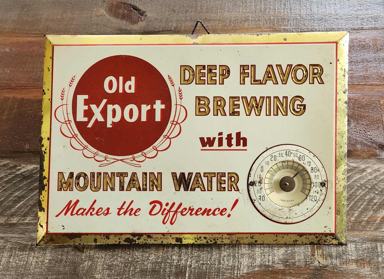 Rare 1940's Old Export Beer Thermometer Sign Tin Over Cardboard Old German Rare 1940's Old Export Beer Thermometer Sign Tin Over Cardboard Old German