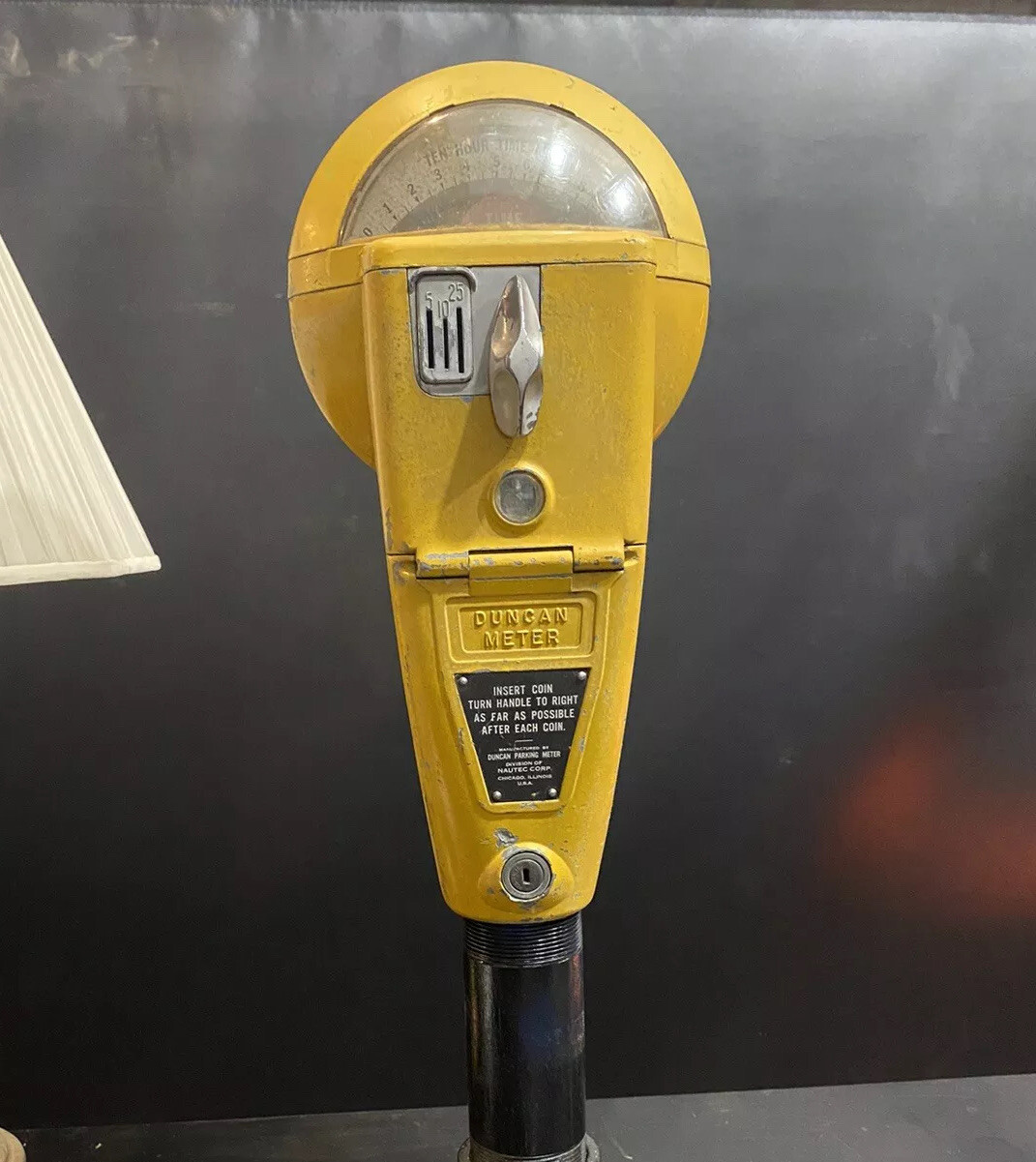 Vintage Yellow Duncan 60 Parking Meter Working Vintage Yellow Duncan 60 Parking Meter Working