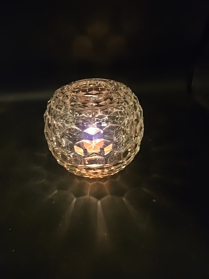 Vintage Block Optic Clear Glass Fairy Lamp
