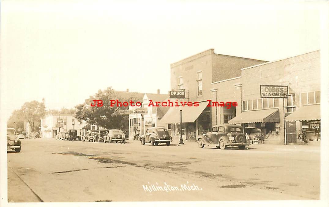 MI, Millington, Michigan, RPPC, Street Scene, Business Section, Photo MI, Millington, Michigan, RPPC, Street Scene, Business Section, Photo