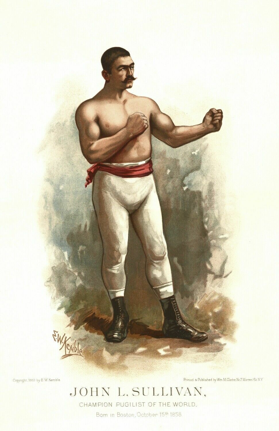 1883 John Sullivan Champion Pugilist Boxer Fighter Retro Art Print Picture 11x17