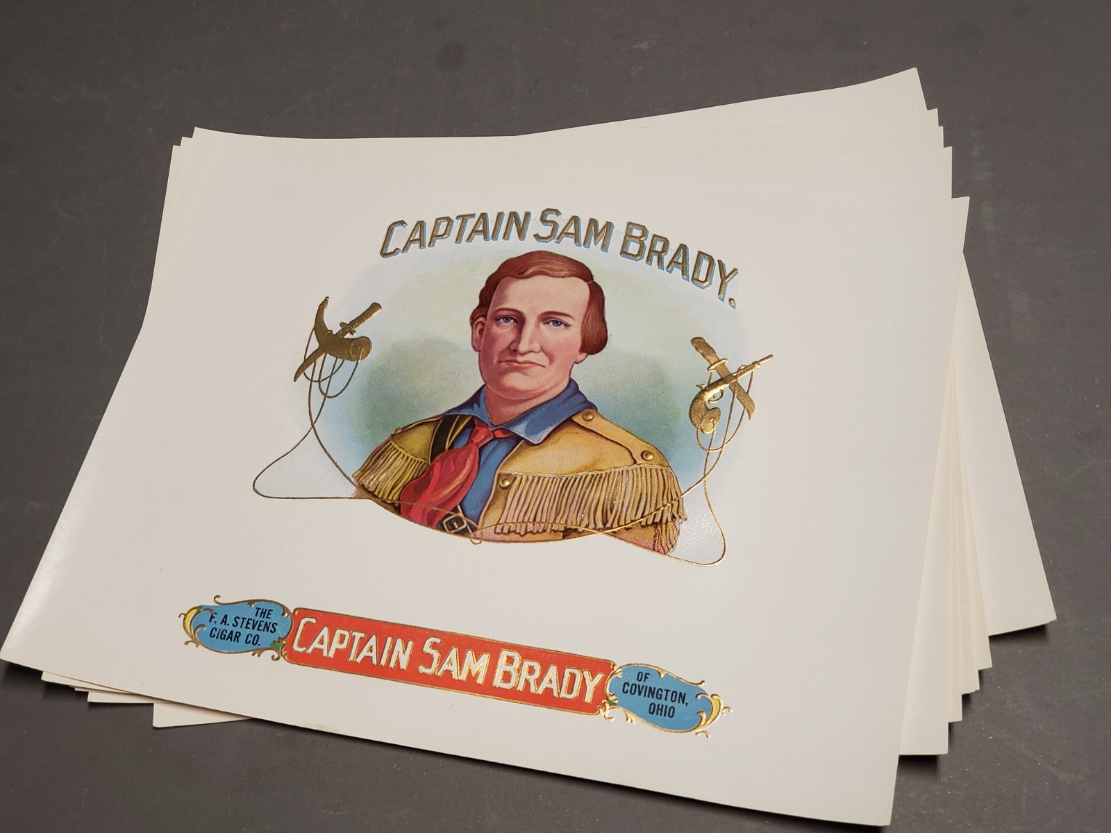 Vtg Lot of 10 Early 1900s Cigar Box Labels -CAPTAIN SAM BRADY - F.A. Stevens Vtg Lot of 10 Early 1900s Cigar Box Labels -CAPTAIN SAM BRADY - F.A. Stevens
