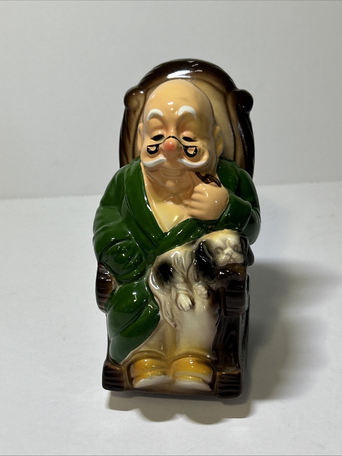 VTG JAPAN Ceramaster Retirement Fund Bank Old Man and Dog In Rocking Chair VTG JAPAN Ceramaster Retirement Fund Bank Old Man and Dog In Rocking Chair