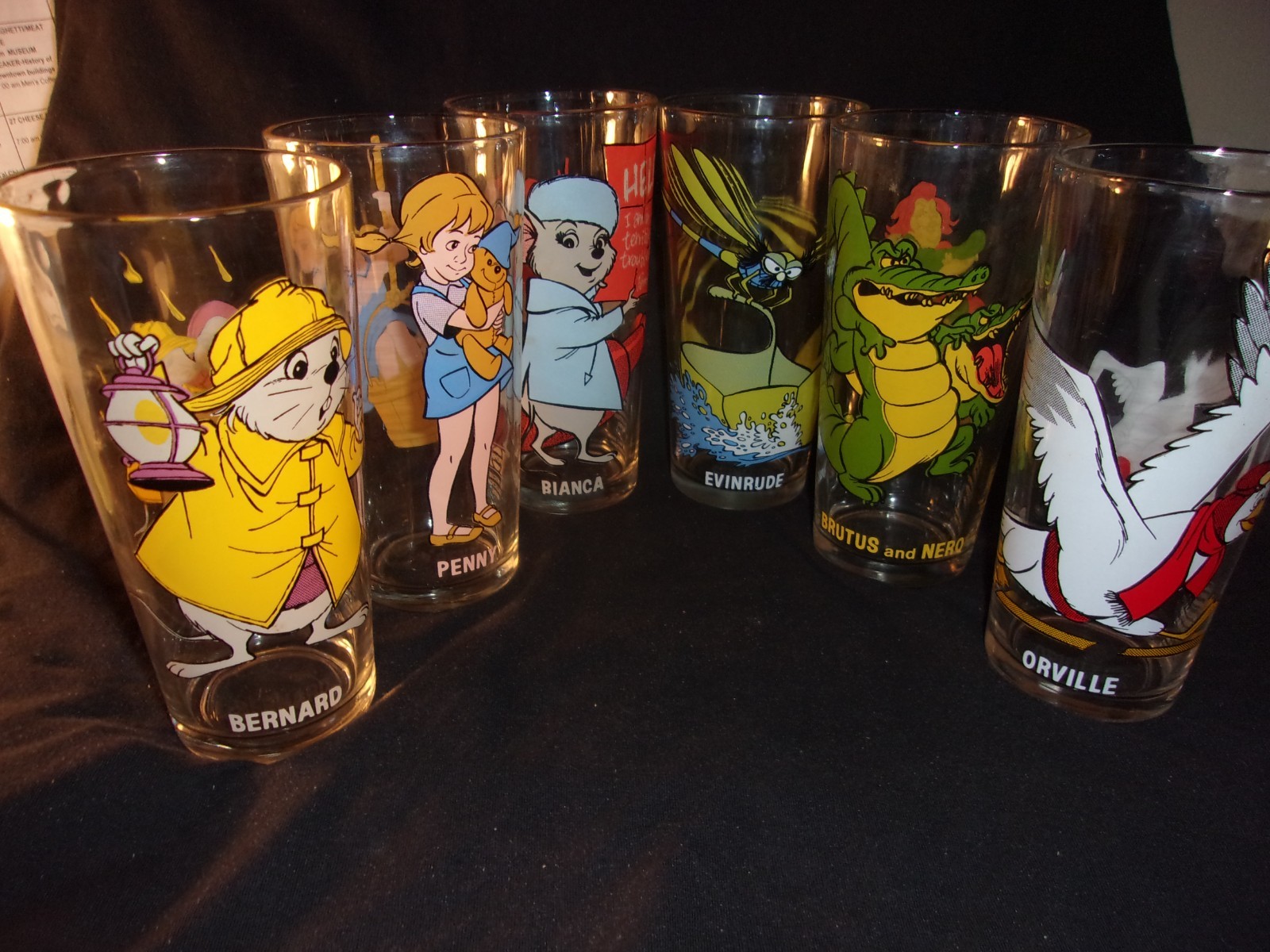 Set of 6 VTG Pepsi Rescuers Glasses Bianca Bernard Evinrude Orville Penny Brutus Set of 6 VTG Pepsi Rescuers Glasses Bianca Bernard Evinrude Orville Penny Brutus