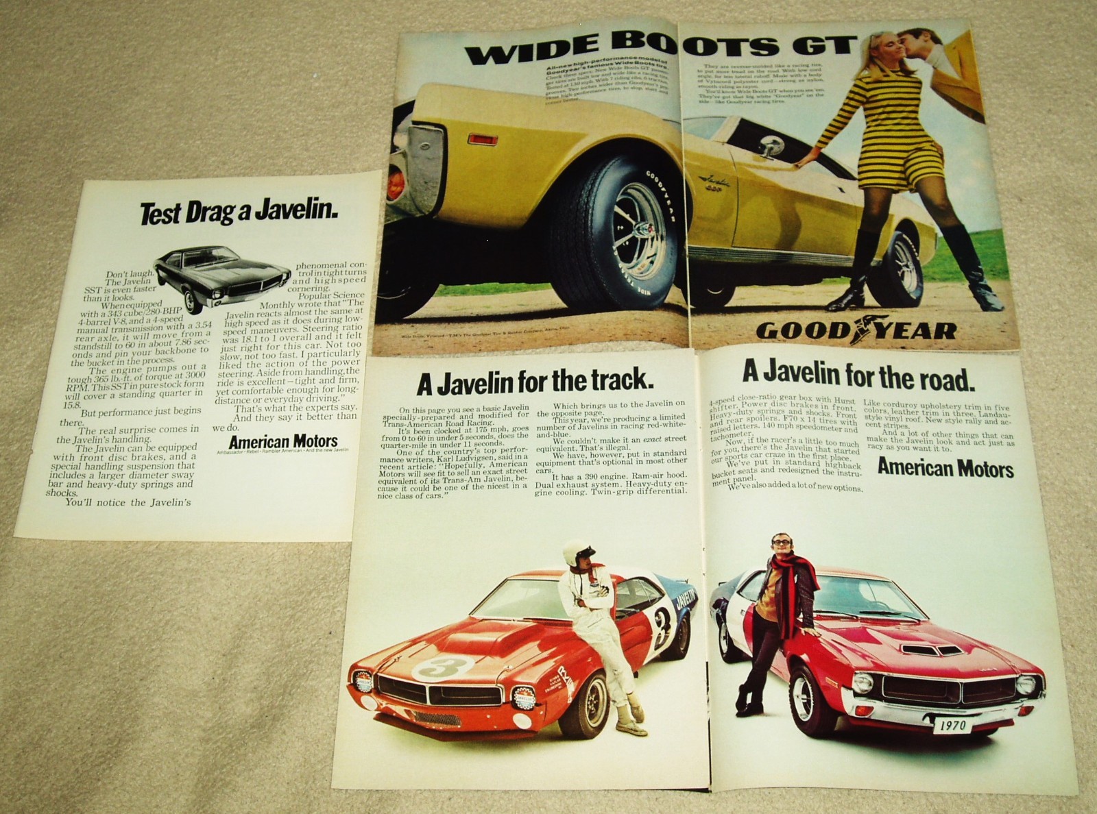 1968-1969-1970 AMC JAVELIN MAGAZINE ADS * LOT OF 3 * VTG AUTOMOBILE ADVERTISING 1968-1969-1970 AMC JAVELIN MAGAZINE ADS * LOT OF 3 * VTG AUTOMOBILE ADVERTISING
