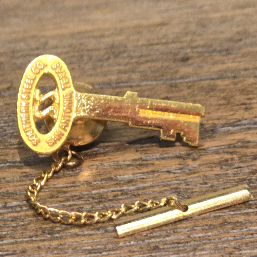 Southern Steel Co. San Antonio Texas Prison Key Shaped Lapel Pin Tie Tack Southern Steel Co. San Antonio Texas Prison Key Shaped Lapel Pin Tie Tack