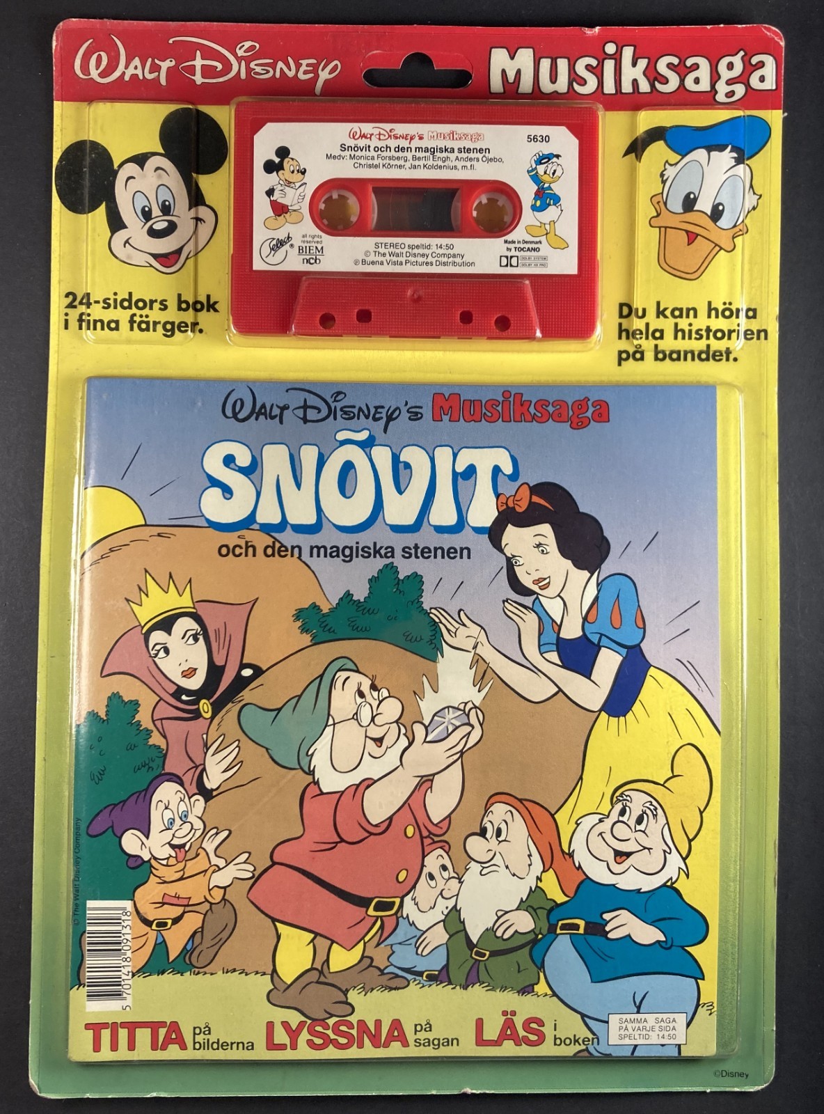 SWEDISH-LANGUAGE BOOK & CASSETTE. Disney\'s Snow White. Unopened. Vintage 1987.