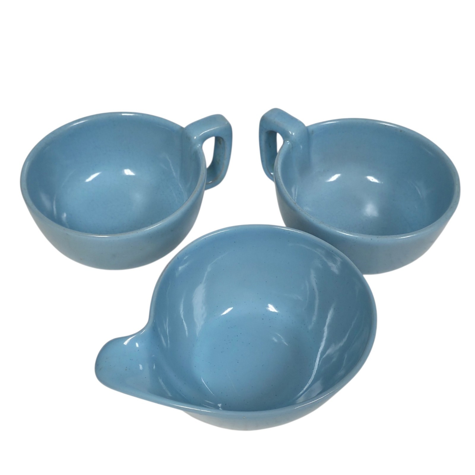 Frankoma Pottery 4SC Lug Handle Chili Soup Bowls Robin's Egg Blue Set of 3 Frankoma Pottery 4SC Lug Handle Chili Soup Bowls Robin's Egg Blue Set of 3