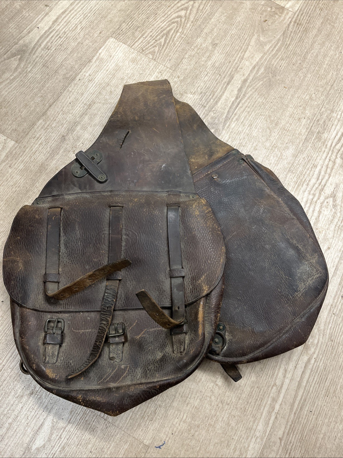 Original WWI US Army Cavalry M1904 Leather Saddlebags Stamped US Clinton 1917 Original WWI US Army Cavalry M1904 Leather Saddlebags Stamped US Clinton 1917