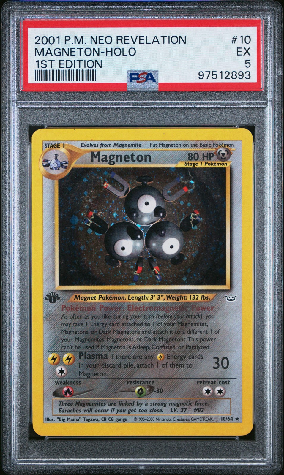 2001 POKEMON NEO REVELATION #10 MAGNETON HOLO 1ST EDITION PSA 5