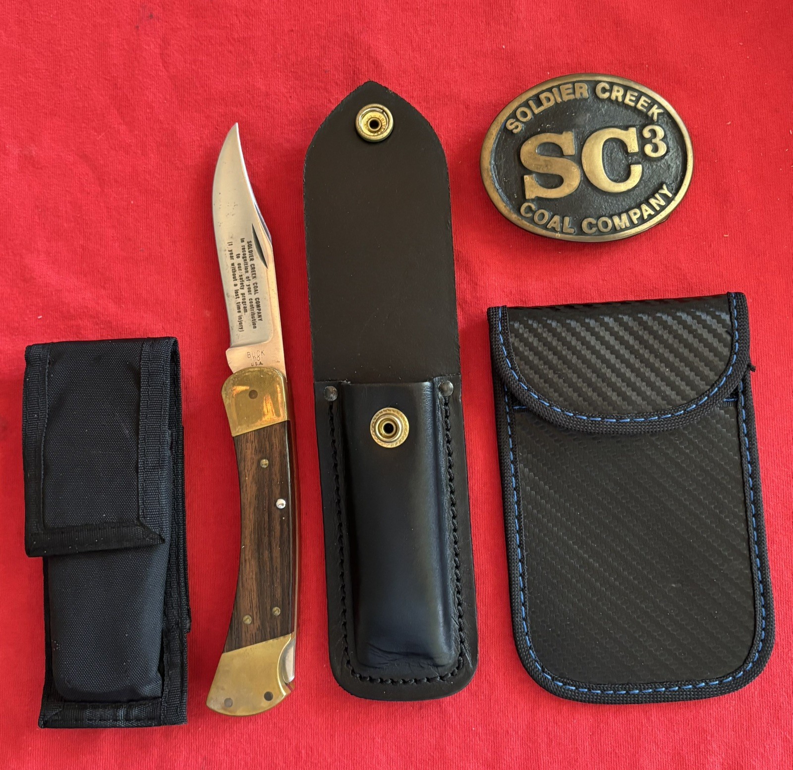 BUCK 110 USA - PRESENTATION EXAMPLE (2) DOT 1974-1980 SHEATH & MATCHING BUCKLE BUCK 110 USA - PRESENTATION EXAMPLE (2) DOT 1974-1980 SHEATH & MATCHING BUCKLE