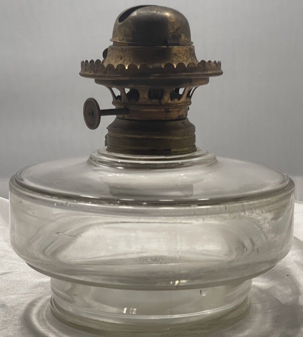Antique Oil Lamp Font Bracket /Hanging Library Style Side Fill Cap, Burner PAT #