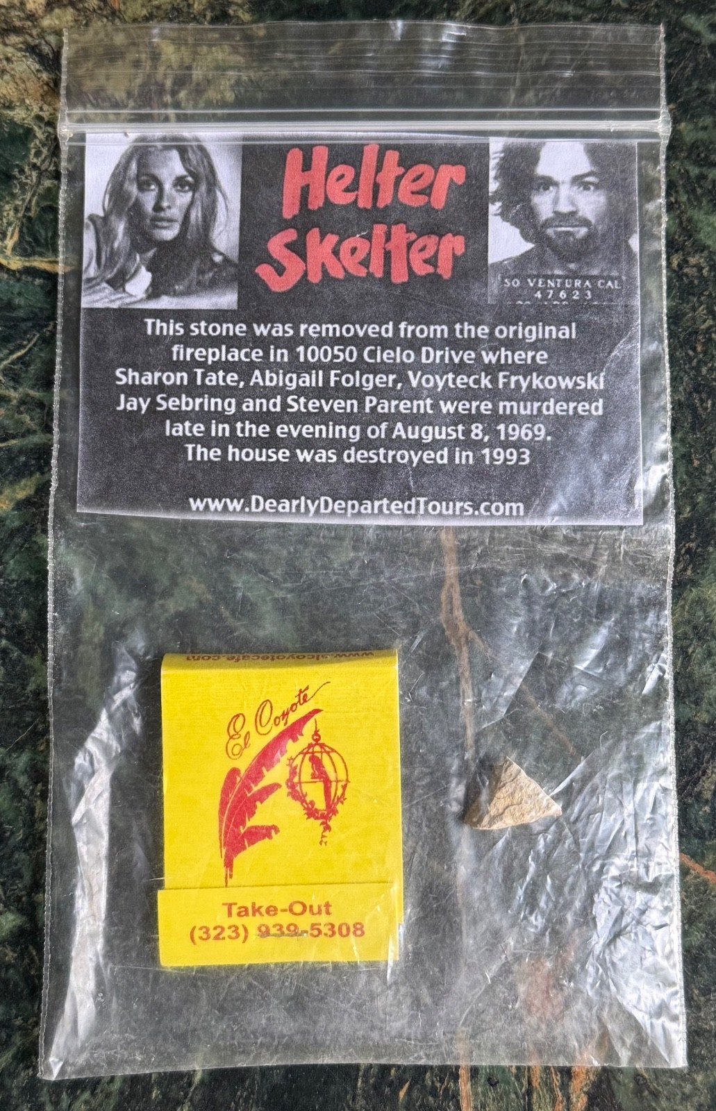 Helter Skelter Stone Artifact Sharon Tate Charles Manson Cielo Dr 1969 Murders