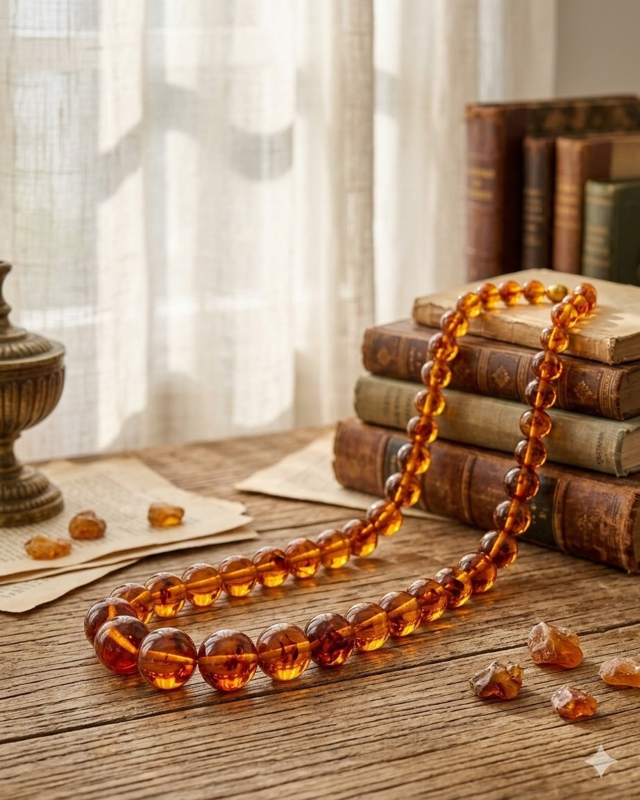 Vintage 1996 Cognac Baltic Amber Graduated Necklace 27