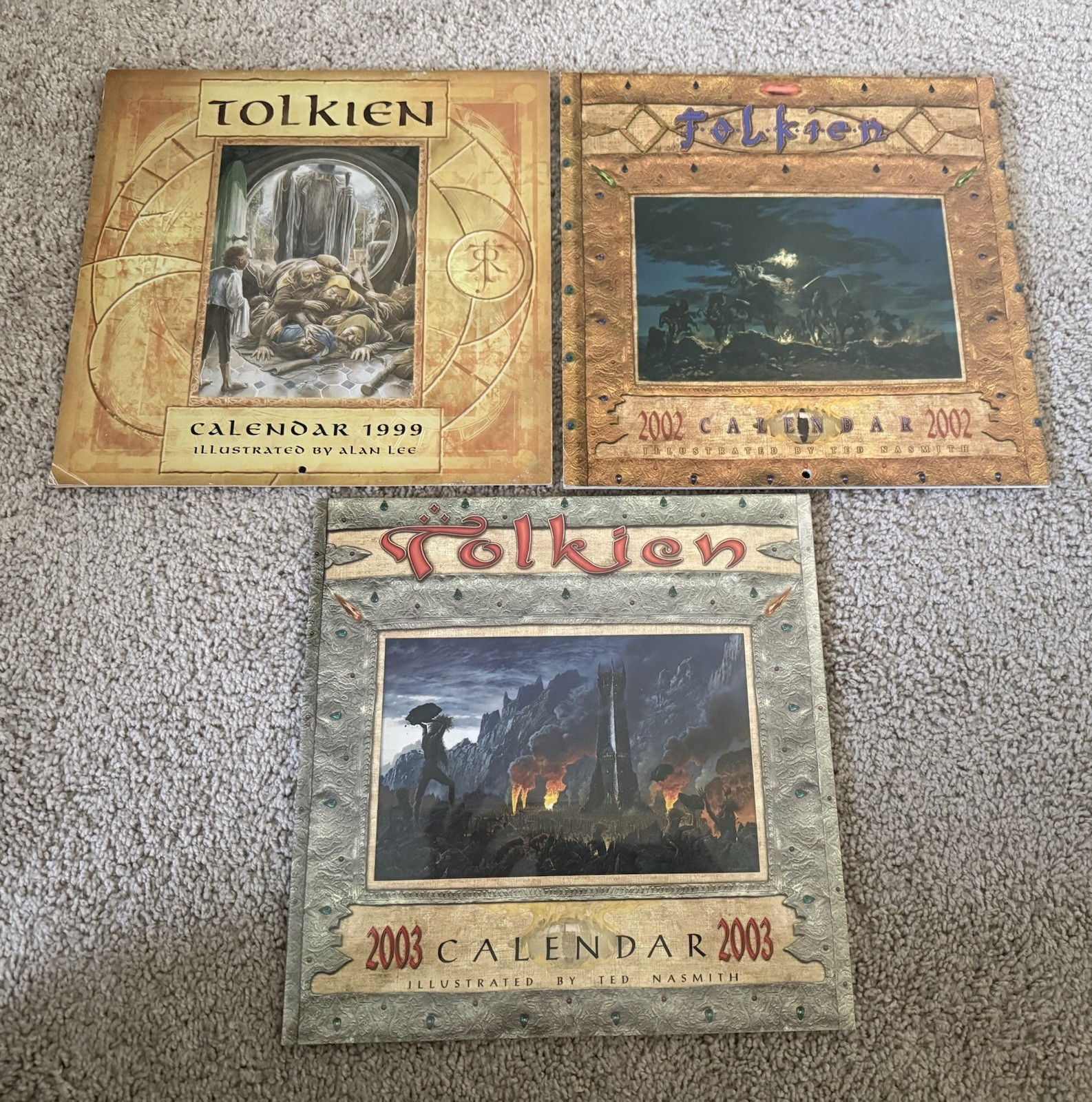 Lot 3 Vintage J.R.R. Tolkien Calendars Lord Of The Rings 1999 2002 2003 1 sealed Lot 3 Vintage J.R.R. Tolkien Calendars Lord Of The Rings 1999 2002 2003 1 sealed