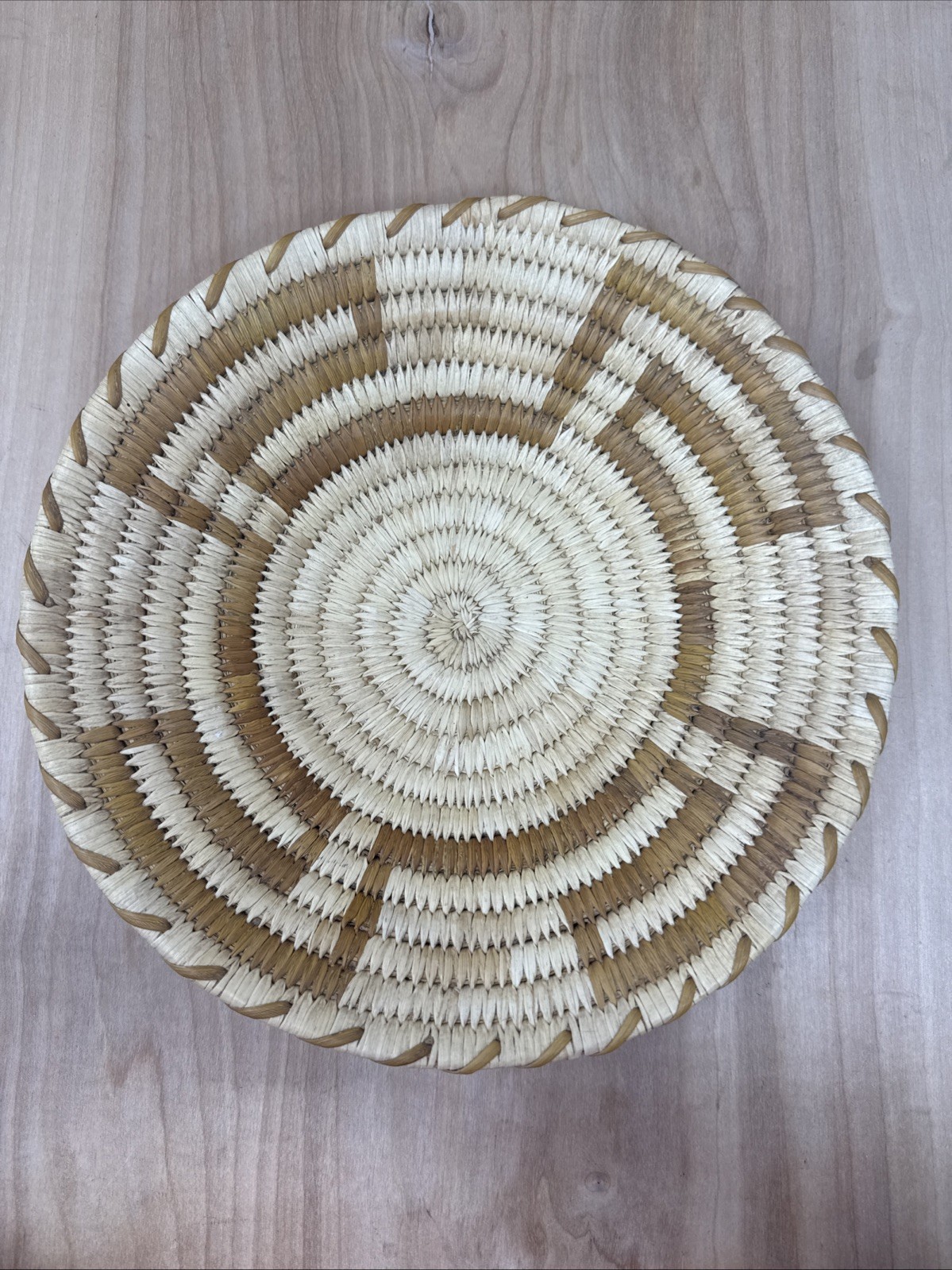 Vintage Tohono O'odham Papago Basket Bowl Native American Coiled Hand Made 10 In