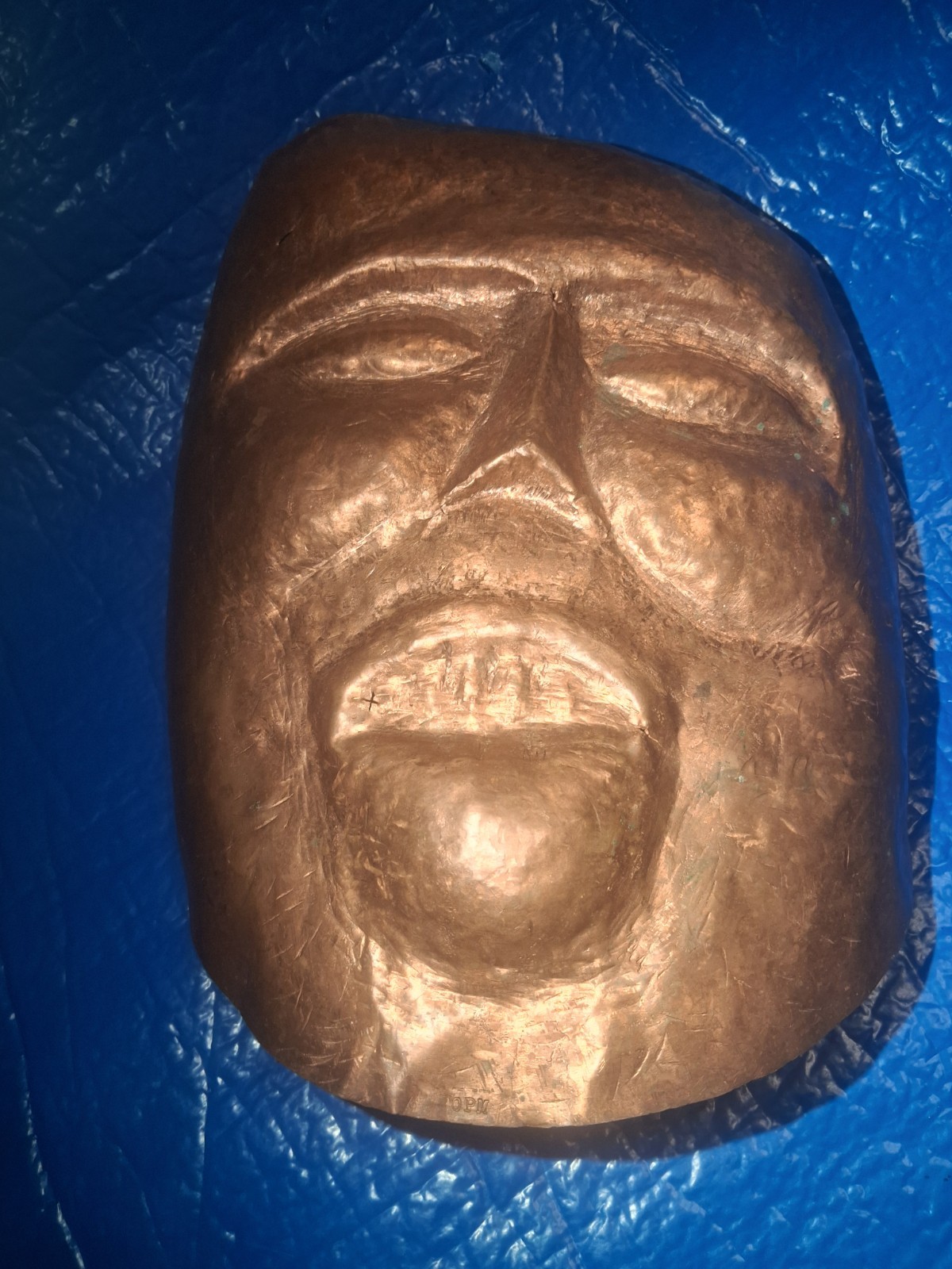 Original Solid Copper Face Mask Sculpture 10x12.5\