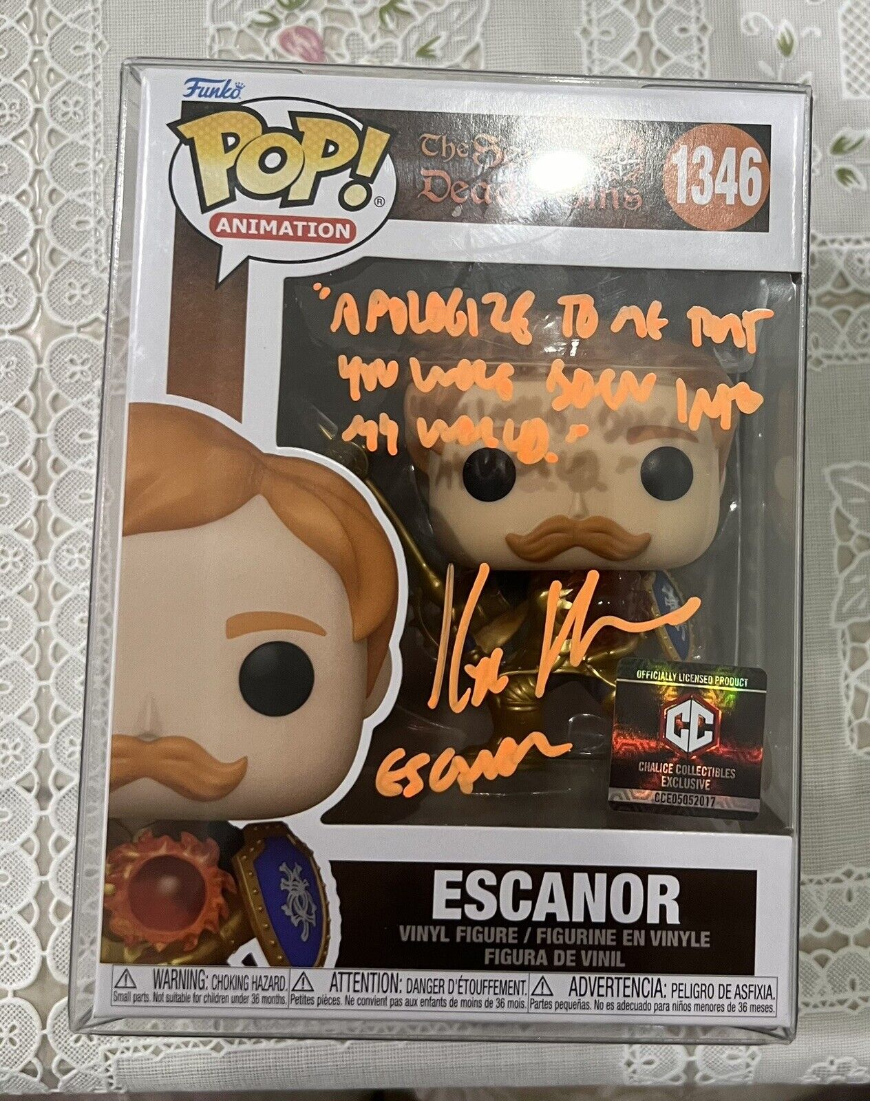 Funko Pop-The Seven Deadly Sins Escanor 1346-Chalice Exclusive Signed by Kyle H.