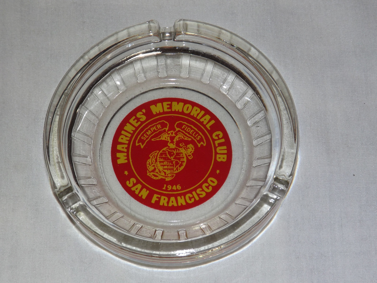 VINTAGE 1946 MARINE'S MEMORIAL CLUB SAN FRANCISCO SEMPER FIDELIS ASHTRAY VINTAGE 1946 MARINE'S MEMORIAL CLUB SAN FRANCISCO SEMPER FIDELIS ASHTRAY