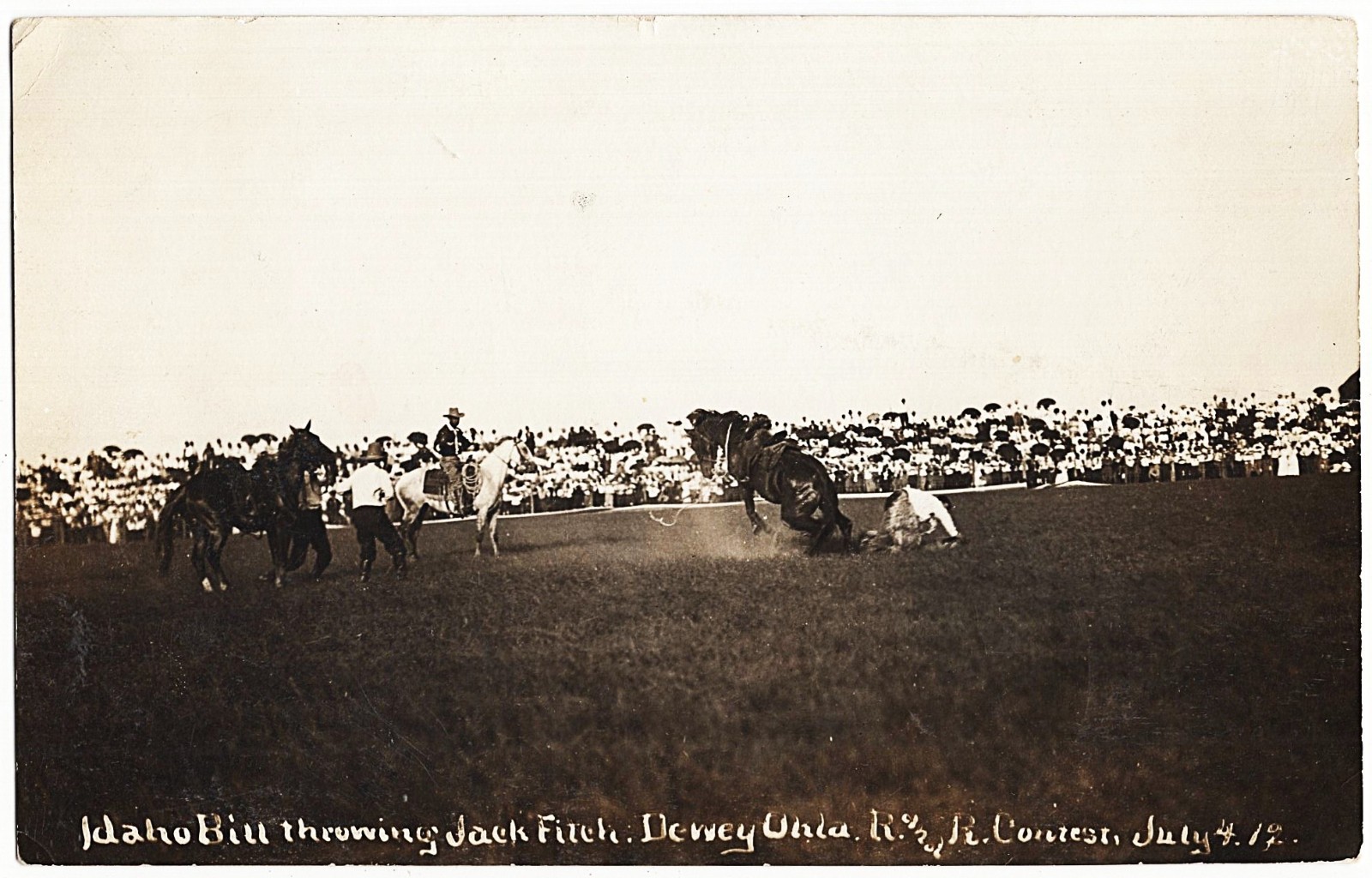 real photo Dewey OK - Idaho Bill Throwing Jack Fitch mailed 1913 antique pc RPPC real photo Dewey OK - Idaho Bill Throwing Jack Fitch mailed 1913 antique pc RPPC