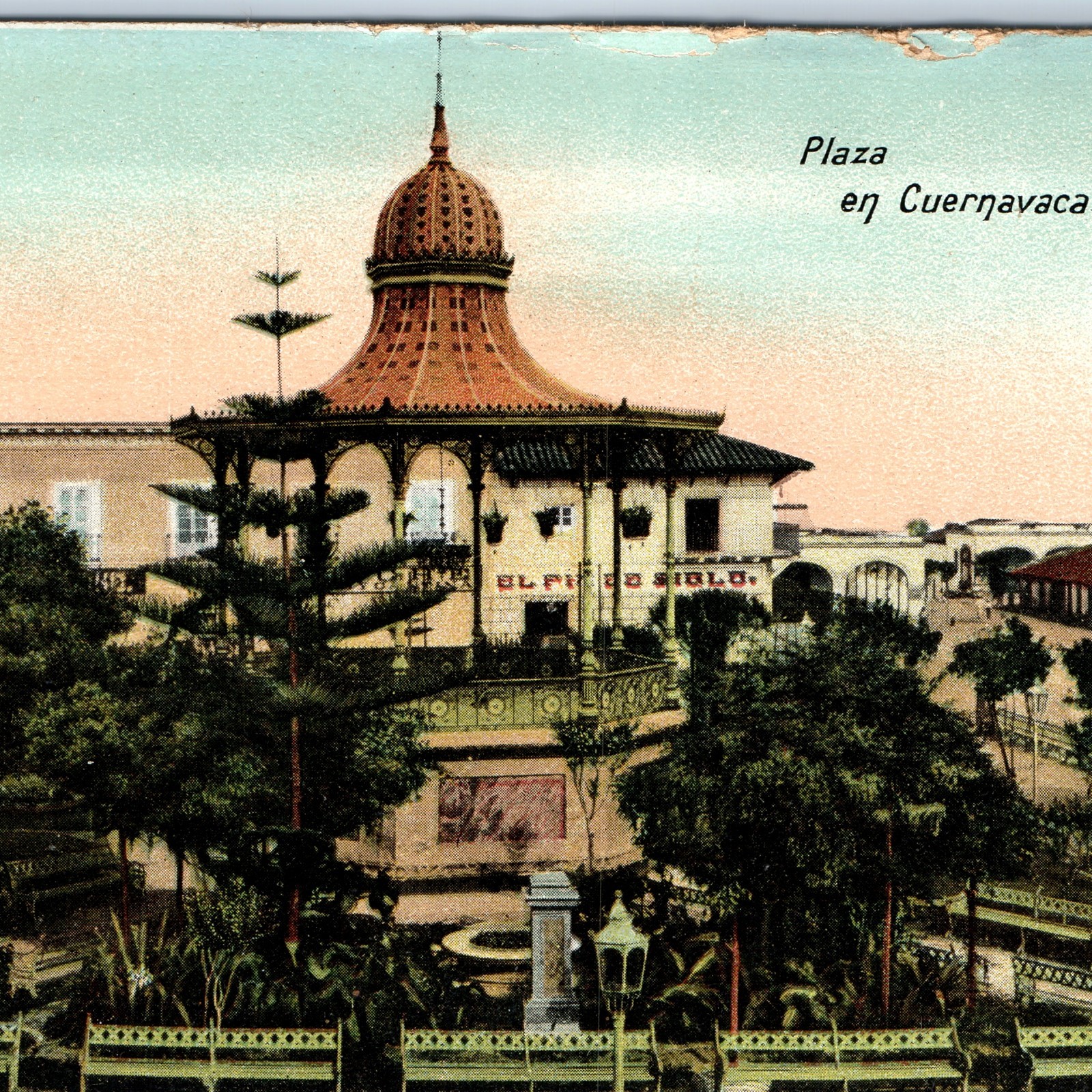 c1900s Cuernavaca, Mexico Plaza Gazebo Kiosk Garden Park Postcard