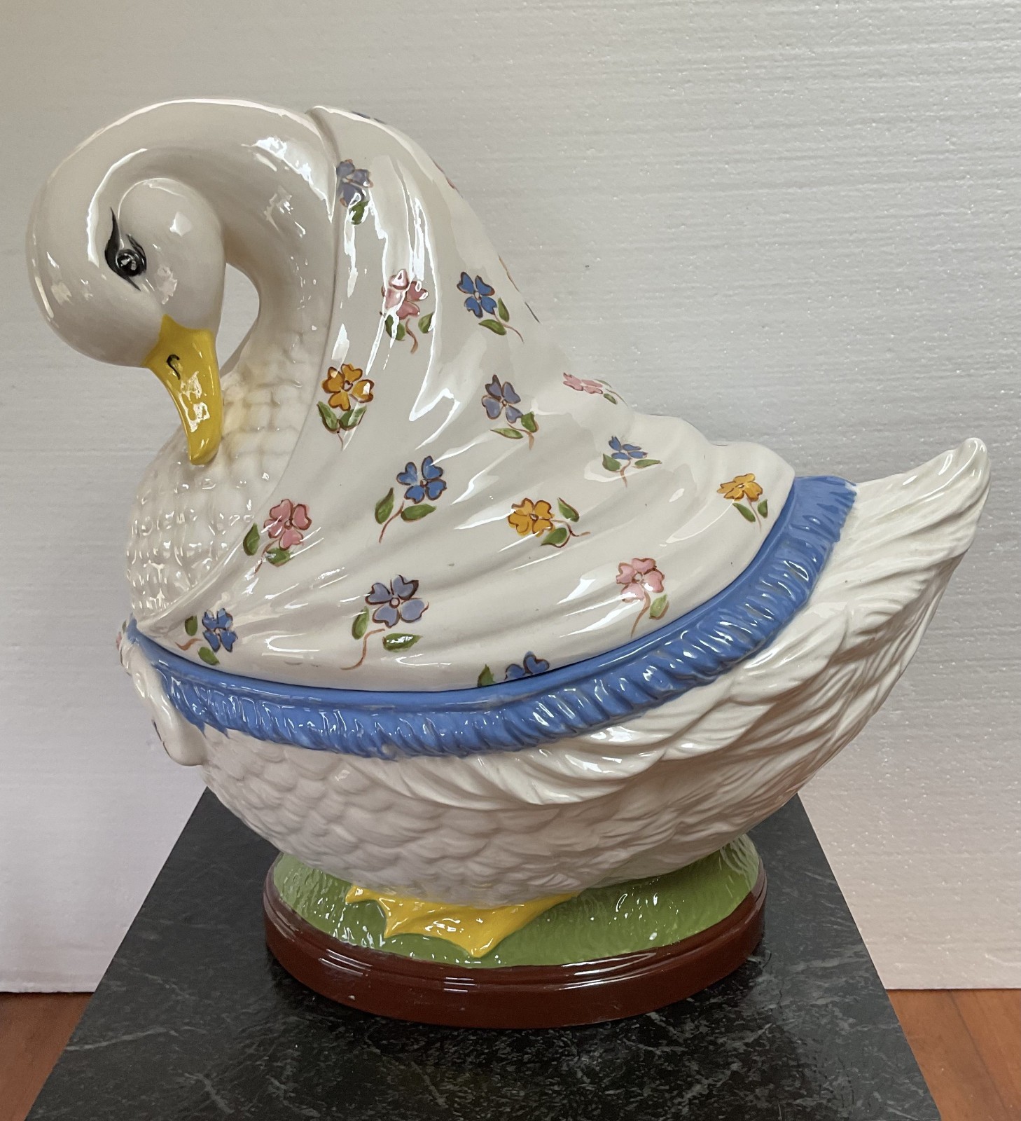 Vintage Majolica Mother Goose Soup Tureen Cookie Jar Hand Painted 13 Vintage Majolica Mother Goose Soup Tureen Cookie Jar Hand Painted 13