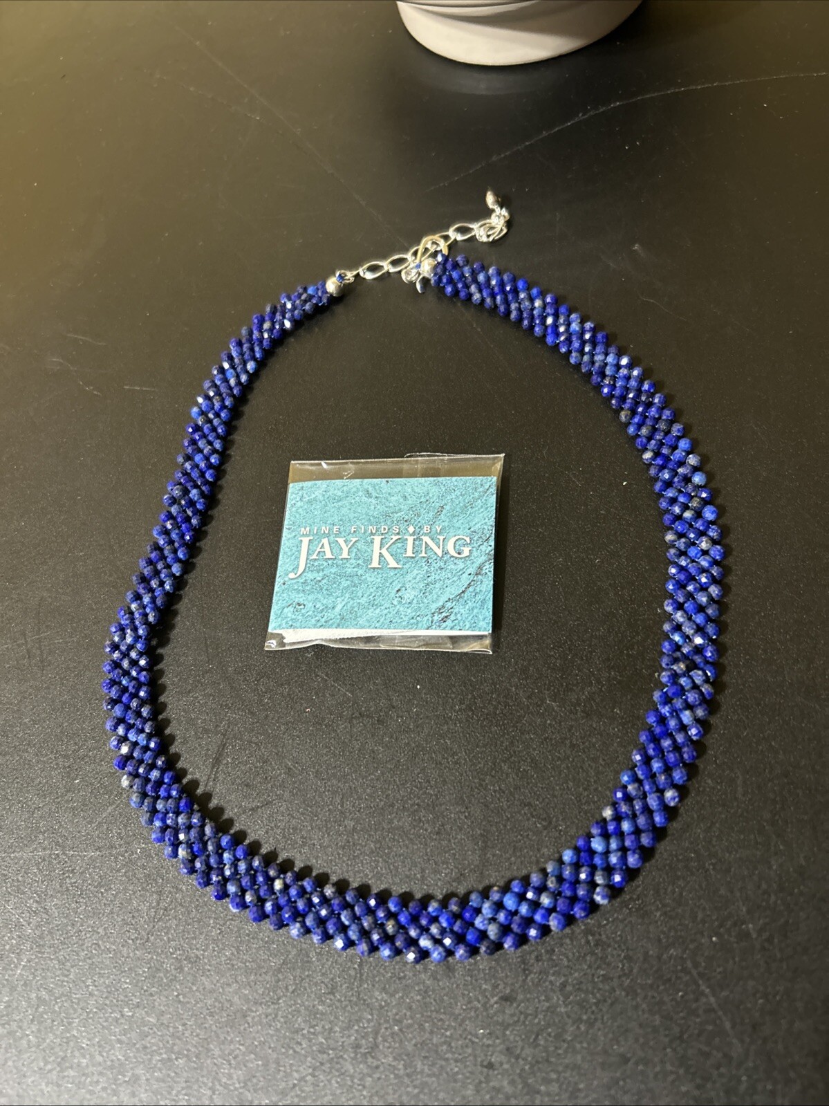 Jay King Faceted Blue Lapis Woven Bead Sterling Silver Necklace 18-1/2 Jay King Faceted Blue Lapis Woven Bead Sterling Silver Necklace 18-1/2