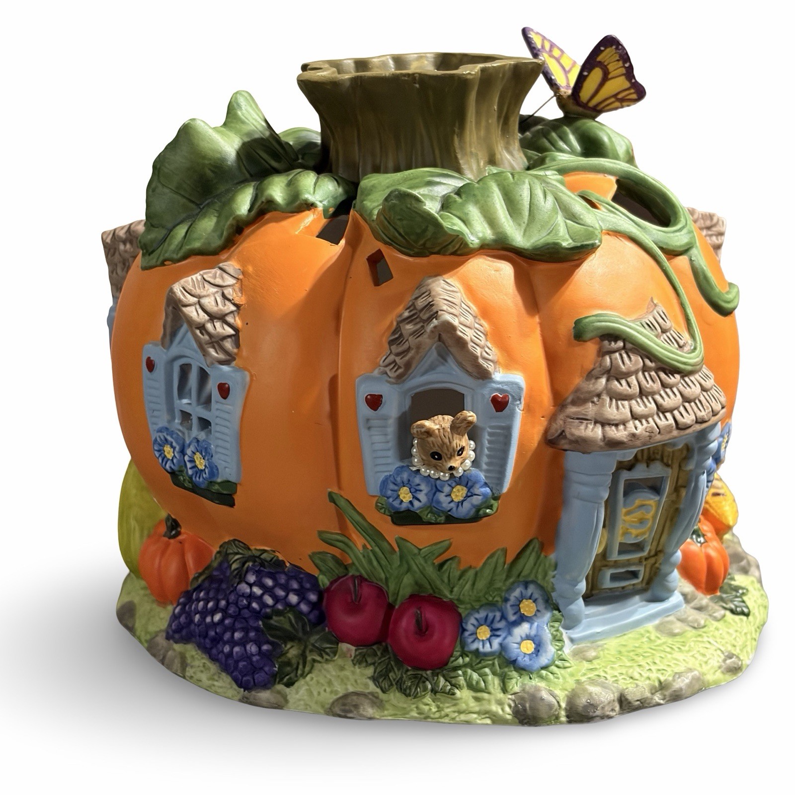 VINTAGE PartyLite Harvest Pumpkin Tealight House P7316 NEW Open Box Fall