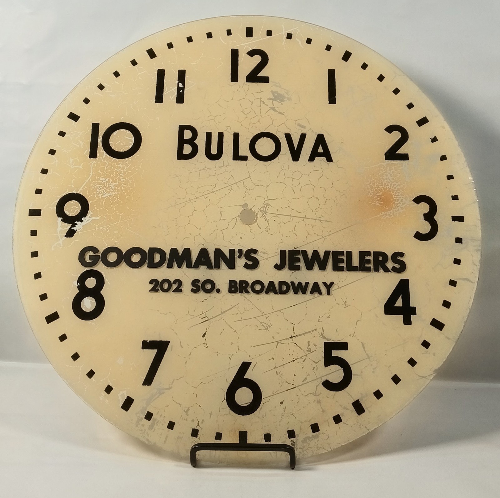 Vintage PAM Style 14 3/8 Bulova Advertising Glass Clock Dial Vintage PAM Style 14 3/8 Bulova Advertising Glass Clock Dial