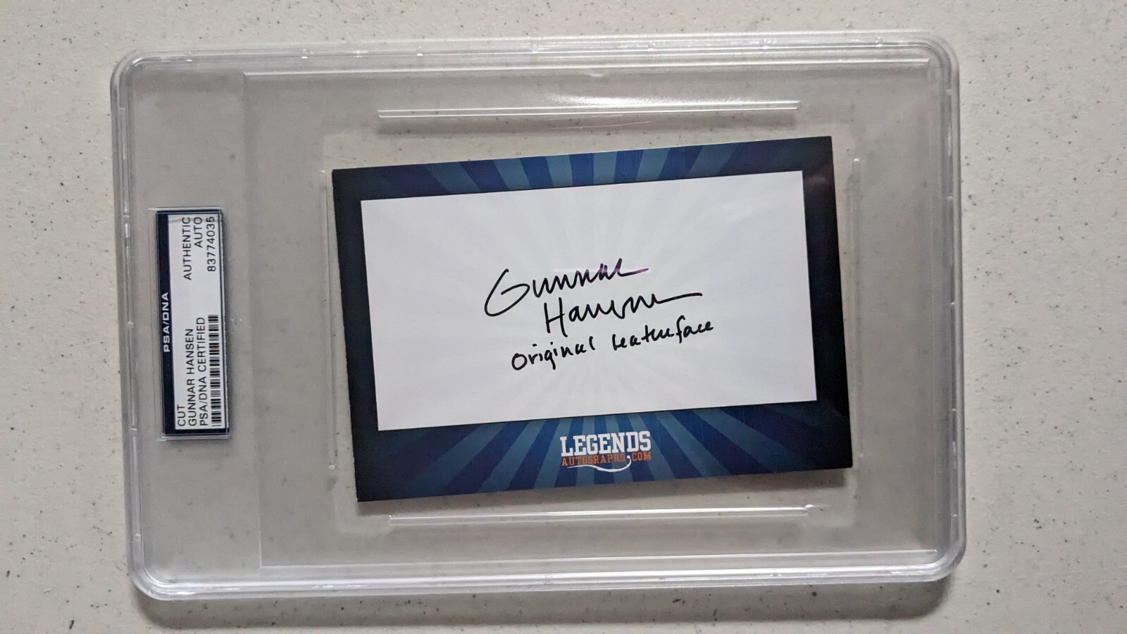 Gunnar HANSEN Signed CARD Original Leatherface Texas Chainsaw TCM PSA Authentic Gunnar HANSEN Signed CARD Original Leatherface Texas Chainsaw TCM PSA Authentic